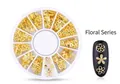 Assorted gold hollow floral alloy nail art charms set for professional manicure decoration - Flower and Grass Series (XY-02) / 12 Grids (Approx 200 Pieces)