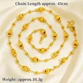 Elegante 18K Sandgold plattierte Perlen-Schlüsselbeinkette 45cm 10,3g auf weißer Seide - Katzenaugen-Laserperlenkette (X5342) / 45cm / Gold