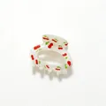 Petite pince à cheveux blanche semi-transparente avec motif de cerises rouges - Cerise 1
