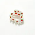 Pince à cheveux blanc crème ornée d'un joli motif de fraise rouge peint à la main - Fraise