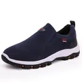 Navy blue slip-on hiking shoe for men with anti-slip sole and water-resistant suede upper - 38 / Blue