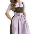 Elegante vestido Dirndl para el Oktoberfest de Múnich con blusa de encaje y delantal - XS / Top Y Pantalón / Marrón Oscuro