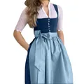 Vista detallada de un elegante Dirndl azul para la fiesta de la cerveza Oktoberfest. - XS / Top Y Pantalón / Azul