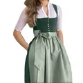 Vestido Dirndl elegante verde oscuro de Oktoberfest con blusa de encaje y delantal - Verde Oscuro