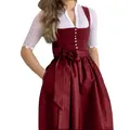 Primer plano de un elegante vestido Dirndl burdeos con detalle de blusa de encaje blanco - XS / Top Y Pantalón / Burdeos