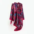 Elegant 90cm square silk satin scarf with vibrant fuchsia paisley pattern print. - 90x90cm / Rose Red (D9045)