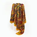 Elegant yellow paisley print 90cm square imitation satin silk headscarf for women - 90x90cm / Yellow (D9045)