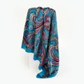 Elegant blue paisley print 90cm imitation silk satin square scarf for women's headwear - 90x90cm / Blue (D9045)
