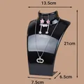 Glossy black jewelry bust mannequin stand for necklace and earring display, 21cm high - Thickened / White