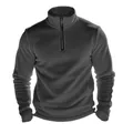 Zware fleece heren sweater met kwart rits in donkergrijs voor buitenactiviteiten - donkergrijs