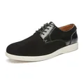 Men's British style casual derby shoes in black suede and leather with white rubber sole - 40 / Black