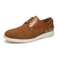 Vintage brown men's suede Derby shoes with round toe and comfortable white sole - 40 / Tan