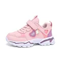 Zapatillas de moda rosas y moradas para niñas con diseño de corazón y suela suave - 28 / Rosa