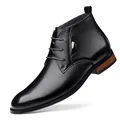 Stivali da uomo in vera pelle bovina nera con rialzo interno di 6 cm - 37 / Stile Chelsea (6683) / Nero