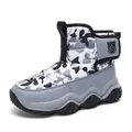 Winter waterproof kids snow boots with warm fleece lining and camouflage pattern - Camo Grey