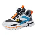 Zapatillas de invierno para niños con forro de piel cálida y hebilla giratoria azul - 28 / Estilo de Botón Giratorio / Negro Naranja Floral