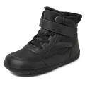 Black waterproof children's snow boots with fleece lining and adjustable strap for winter - 25 / Black