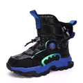 Bottes de neige chaudes pour garçons avec semelle en caoutchouc antidérapante, noir et bleu - 28 / Doublé de polaire avec crampons en métal / Noir & Bleu Royal