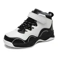 Warm boys' fleece-lined winter basketball sneakers in classic black and white colorway - 28 / Black and White