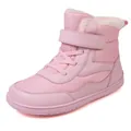 Pink waterproof children's winter snow boots with warm fur lining and velcro strap - 25 / Pink