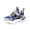 Boys non-slip sneakers with soft soles, stylish blue and grey athletic dad shoes - 28 / Dark Blue