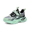Stylish boys' mint green synthetic leather dad sneakers with non-slip soft sole - 28 / Fruit Green