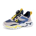 Scarpe da ginnastica invernali per bambini blu navy e grigio con fodera calda e dettagli gialli - 28 / Pelle Blu