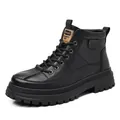Trendy zwarte heren Martin boots met stevige profielzool voor de wintermode. - 38 / Enkele Laarzen / Zwart