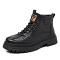 Zwarte halfhoge Martin-boots voor heren met warme fleecevoering voor de winter - 38 / Fleece Gevoerde Stijl / Zwart