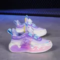 Trendy purple children's sneakers with quick-lace rotary knob closure for active kids - 28 / Beige Purple