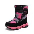 Stivali da neve alti mimetici rosa per bambini con fodera calda e velcro - 26 / Rosso rosa