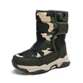 Stivali da neve alti mimetici per bambini, fodera calda e suola in gomma antiscivolo - 26 / verde camouflage
