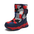 Stivali da neve mimetici alti per bambini in rosso e blu con imbottitura calda - 26 / Blu Scuro Rosso