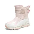 Stivali da neve per bambini rosa e bianchi glitterati con fodera calda per l'inverno - Rosa