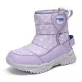 Bottes de neige chaudes lavande pour enfants avec motif flocon de neige et semelle antidérapante - Violet