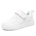 Baskets blanches imperméables en similicuir pour enfants avec fermeture auto-agrippante - Surface en Cuir Blanc