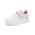 Zapatillas deportivas para niños de cuero blanco y rosa con cierre de velcro ajustable - Rosa Arroz