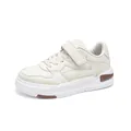 Zapatillas cómodas de cuero blanco crema para niños con cierre de velcro ajustable - Beige
