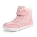Warm pink high-top snow boots for girls with soft faux fur lining and velcro strap - Pink