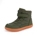 Durable children's high-top fleece-lined winter snow boots in olive green and orange - Army Green