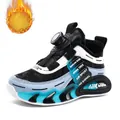 Boys' winter sneakers with fleece lining and rotary buckle closure in blue and black - Black Blue