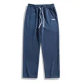 Pantalon décontracté en velours côtelé bleu pour homme avec coupe droite et taille élastique. - Bleu marine