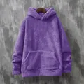 Comfortable premium purple coral fleece hooded sweatshirt for men with front pocket - S / Tops / Purple