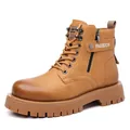 Herren Martin Boots in Braun, halbhoch mit seitlichem Reißverschluss und Profilsohle - 38 / Martin Boots (M8260) / Braun