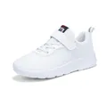Lightweight white breathable mesh children's sneakers with hook-and-loop strap and laces - White