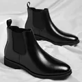 Classic men's black leather Chelsea boots featuring an elegant British retro style design - 38 / Black