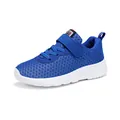 Lightweight blue breathable mesh running shoes for boys with soft anti-slip white sole - Sapphire Blue