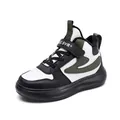 Sneakers invernali per bambini con fodera in pile in pelle nera, bianca e verde oliva - nero e verde