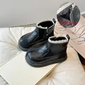 Girls' black winter boots with elegant white lace trim and warm thick fleece lining - 21 (12.9cm) / Black Fleece Lined