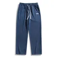 Vintage style men's blue corduroy straight-leg casual pants with adjustable drawstring waist - S / Bottoms / Navy Blue